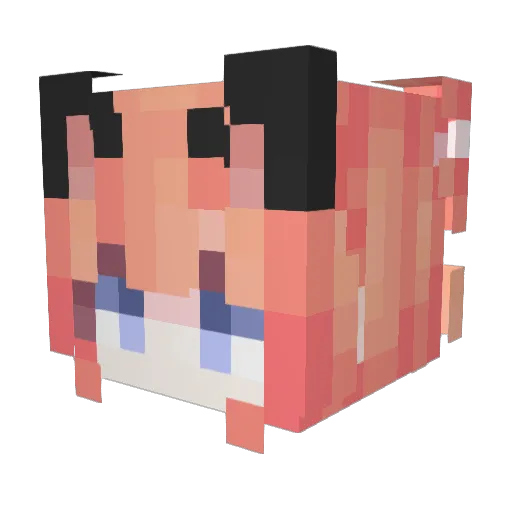 feaned Minecraft avatar head, 3D render