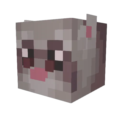 ferretfur Minecraft avatar head, 3D render