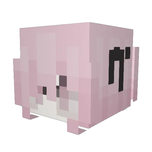 fluttyshy Minecraft avatar head, 3D render