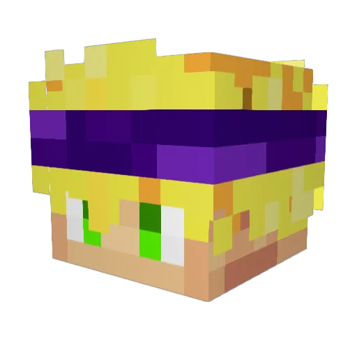 getrolled Minecraft avatar head, 3D render