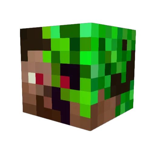 gigacreeper Minecraft avatar head, 3D render