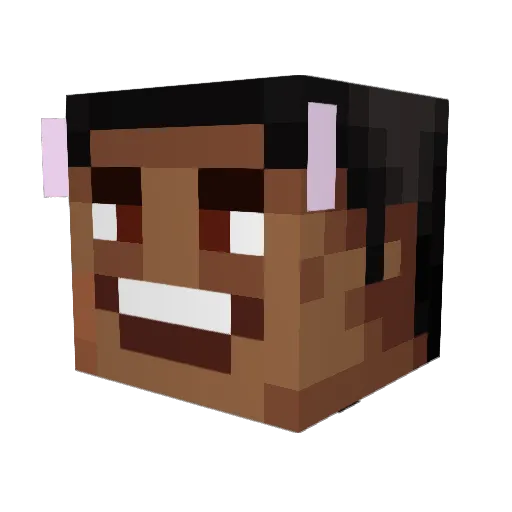 girljs Minecraft avatar head, 3D render