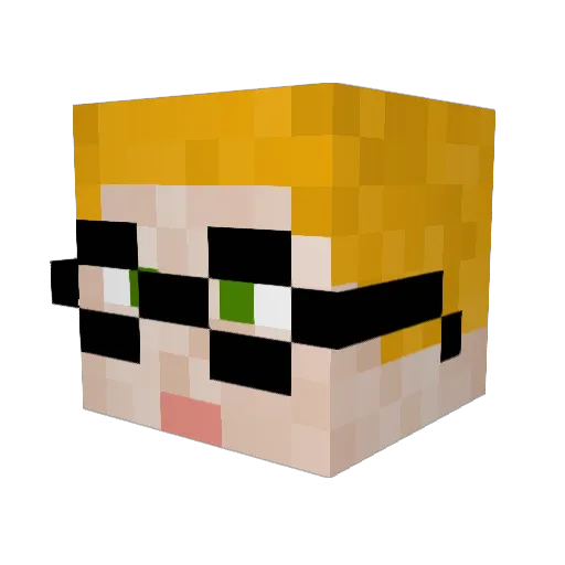 greencode Minecraft avatar head, 3D render