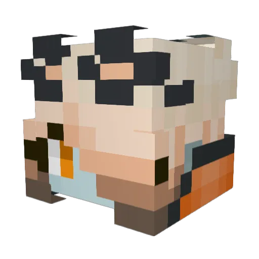 grimiable Minecraft avatar head, 3D render