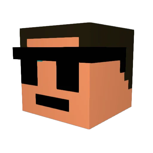 grinning Minecraft avatar head, 3D render