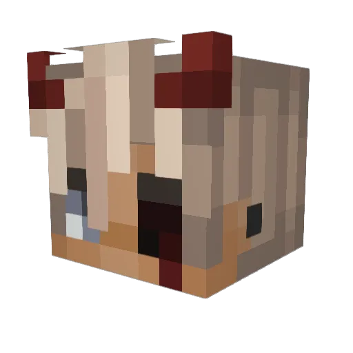 hairing Minecraft avatar head, 3D render