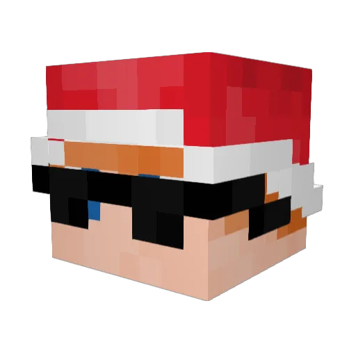 hattless_ Minecraft avatar head, 3D render