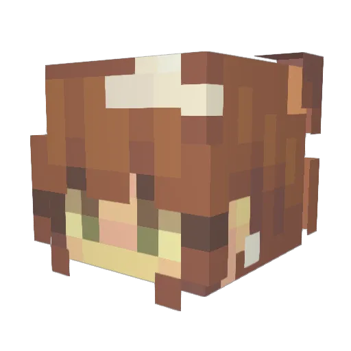 heares Minecraft avatar head, 3D render