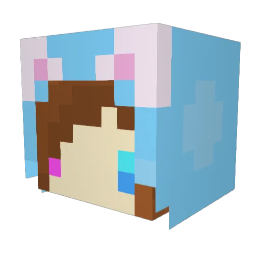 heheenana Minecraft avatar head, 3D render