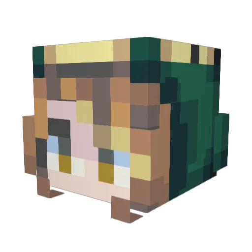 hugeworm Minecraft avatar head, 3D render