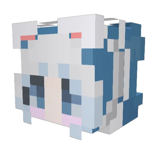 iPlayForGura Minecraft avatar head, 3D render