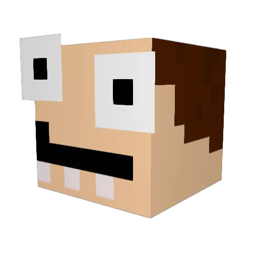 iQuiting Minecraft avatar head, 3D render