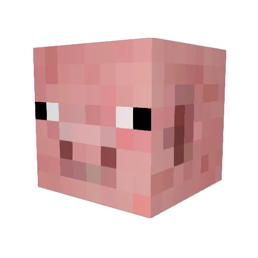 iiPiggy Minecraft avatar head, 3D render