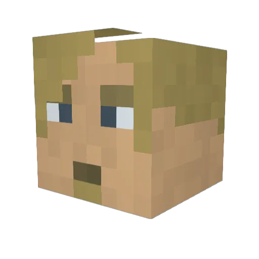 just1time Minecraft avatar head, 3D render