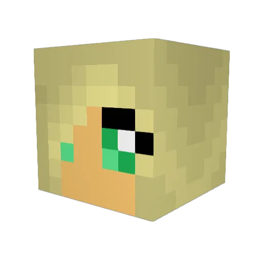 kelbelled Minecraft avatar head, 3D render
