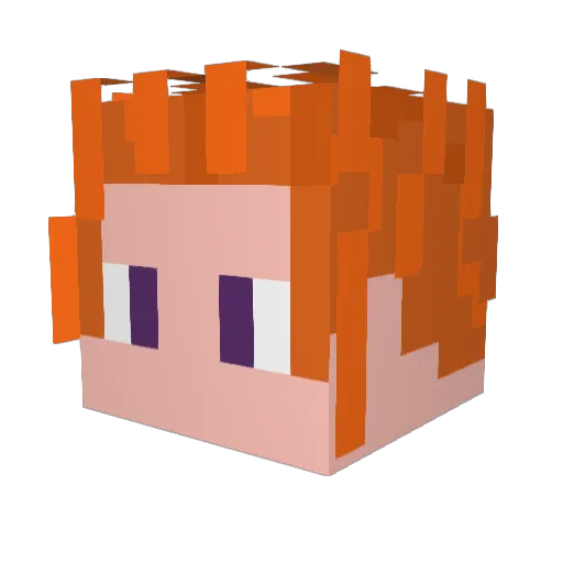 kiniky Minecraft avatar head, 3D render