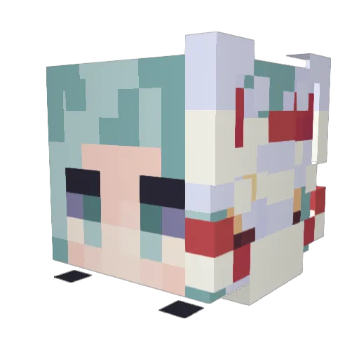 kitsunait Minecraft avatar head, 3D render