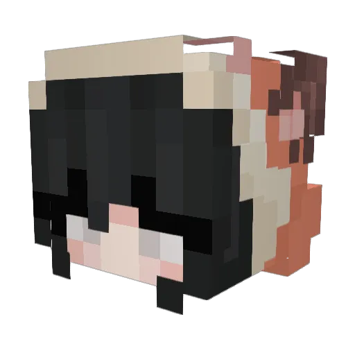kitsunekasa Minecraft avatar head, 3D render