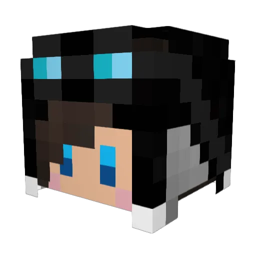 kuro_wan Minecraft avatar head, 3D render