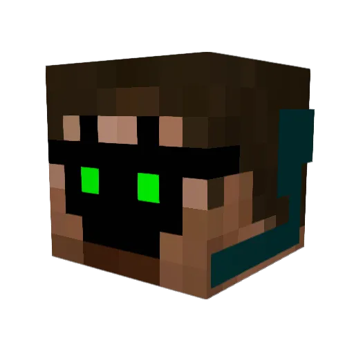 kwadrobait Minecraft avatar head, 3D render