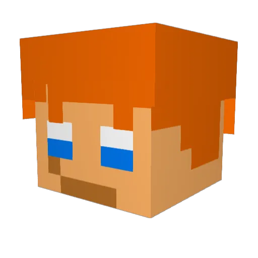 linuxkvm Minecraft avatar head, 3D render