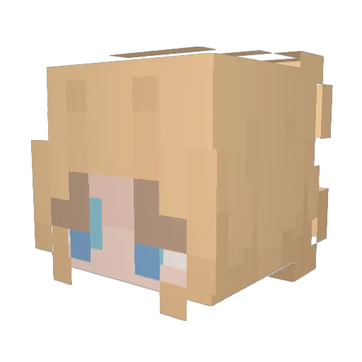looli Minecraft avatar head, 3D render