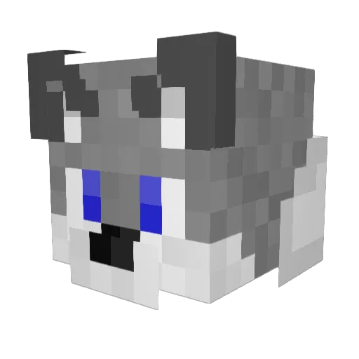loup__blanc Minecraft avatar head, 3D render