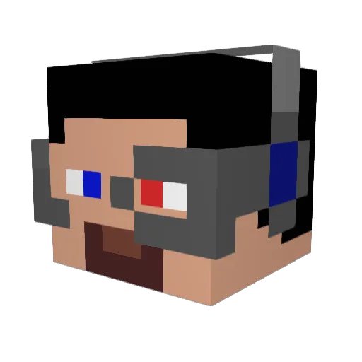 luckatme Minecraft avatar head, 3D render