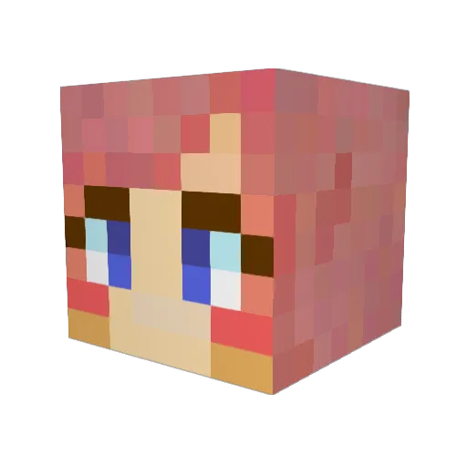 lulupink Minecraft avatar head, 3D render