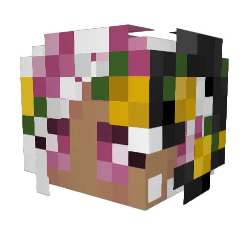 m0naliza Minecraft avatar head, 3D render