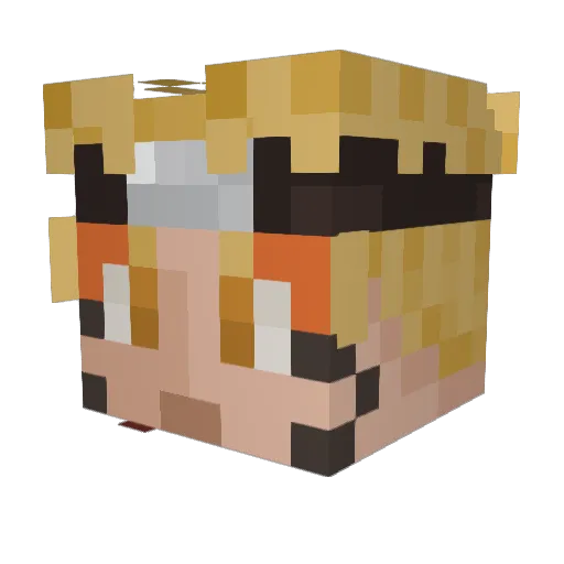 majinuchiha Minecraft avatar head, 3D render
