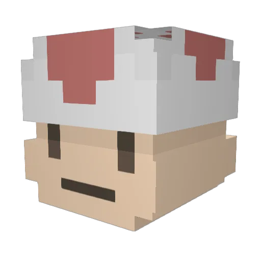 malshroom Minecraft avatar head, 3D render