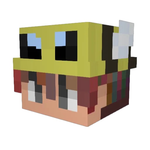 mascatto Minecraft avatar head, 3D render