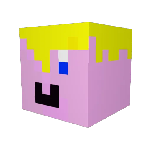 maxibili Minecraft avatar head, 3D render