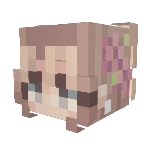 mayuchaa Minecraft avatar head, 3D render