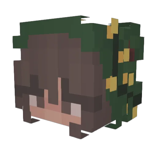 melllted Minecraft avatar head, 3D render