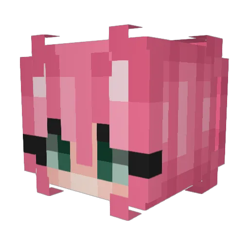 miaouing Minecraft avatar head, 3D render