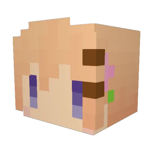michiki Minecraft avatar head, 3D render