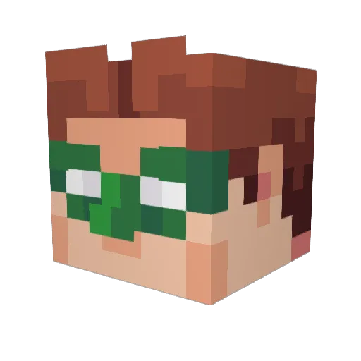 migged Minecraft avatar head, 3D render