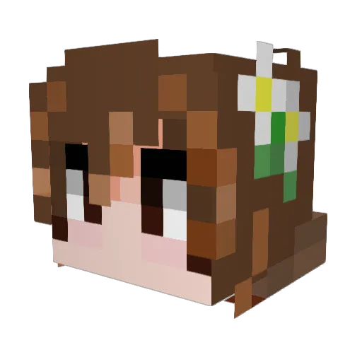 mint_red Minecraft avatar head, 3D render