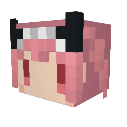 mizukan Minecraft avatar head, 3D render