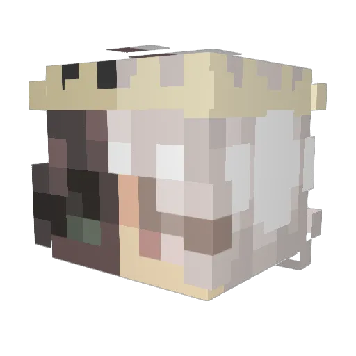 mokimoming Minecraft avatar head, 3D render