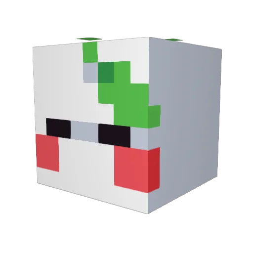 morushroom Minecraft avatar head, 3D render