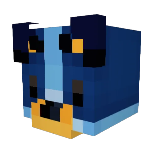 muttyblue Minecraft avatar head, 3D render