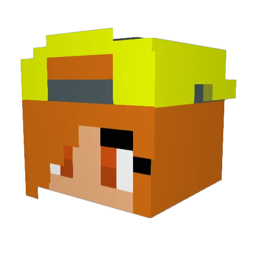 narutoinata Minecraft avatar head, 3D render