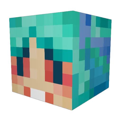 naruwwu Minecraft avatar head, 3D render