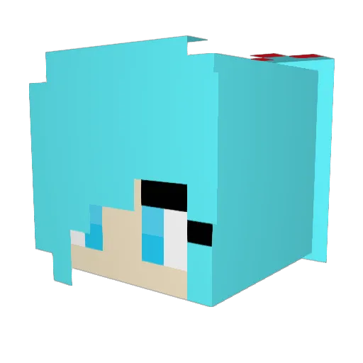 natsune_miku Minecraft avatar head, 3D render