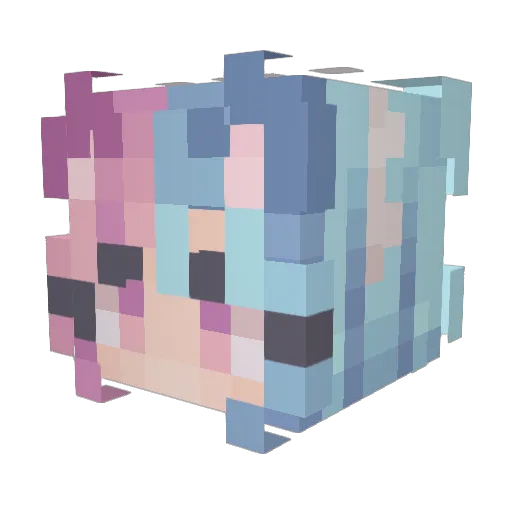 nekohwa Minecraft avatar head, 3D render
