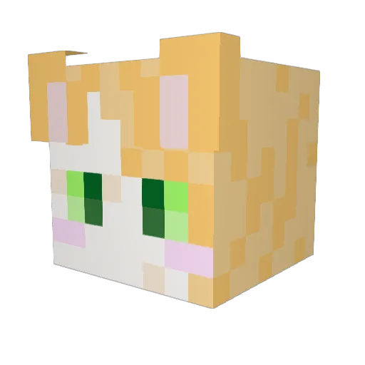 nekonekomata Minecraft avatar head, 3D render
