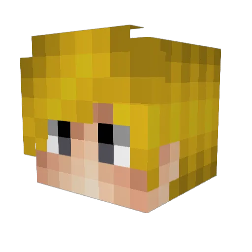 oM12_ Minecraft avatar head, 3D render